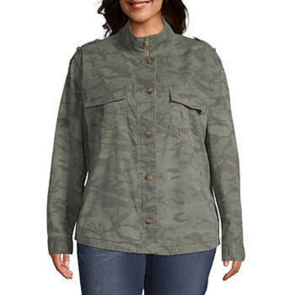 Women's Camo Gray Lightweight Jacket Sz M
